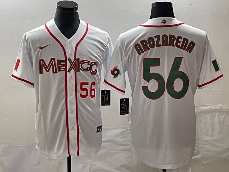 Men 2023 World Cub Mexico #56 Arozarena White green Nike MLB Jersey 7